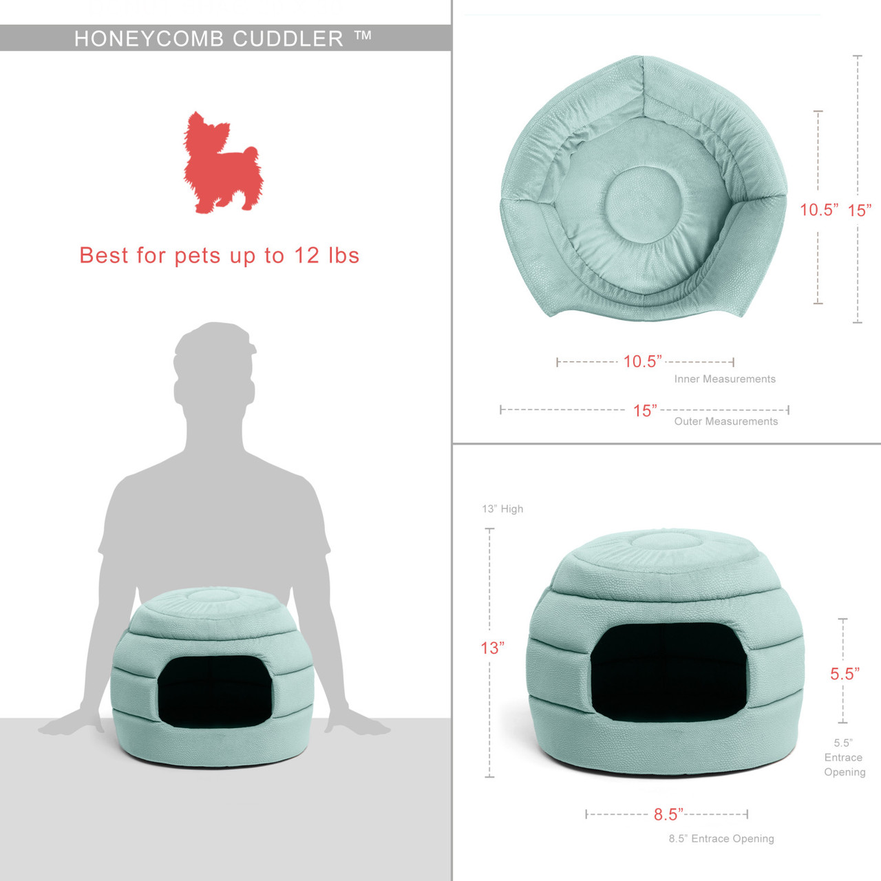 2-in-1 Honeycomb Ilan Hut Cuddler Cat and Dog Bed, Regular - Image 14
