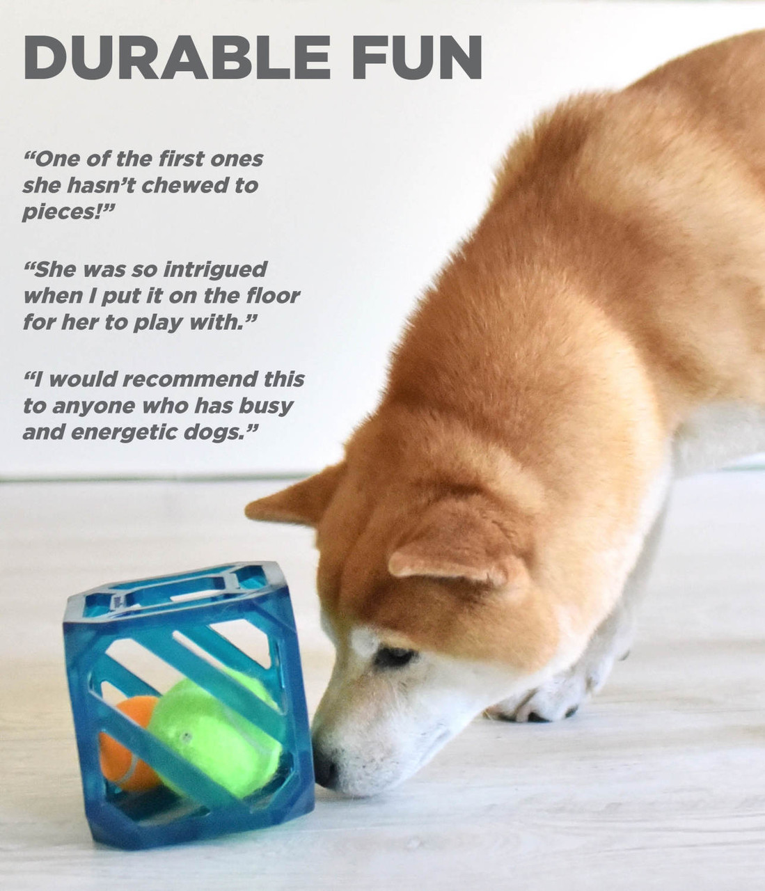 Puzzle Cube Interactive Squeaky Dog Toy, Blue - Image 4