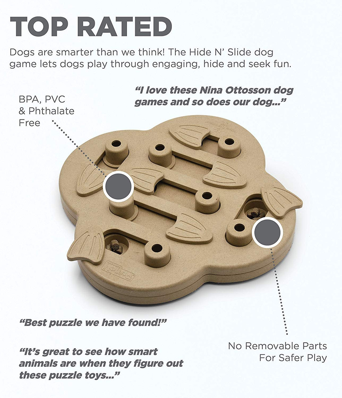 Dog Hide N' Slide Interactive Treat Puzzle Dog Toy, Tan - Image 3