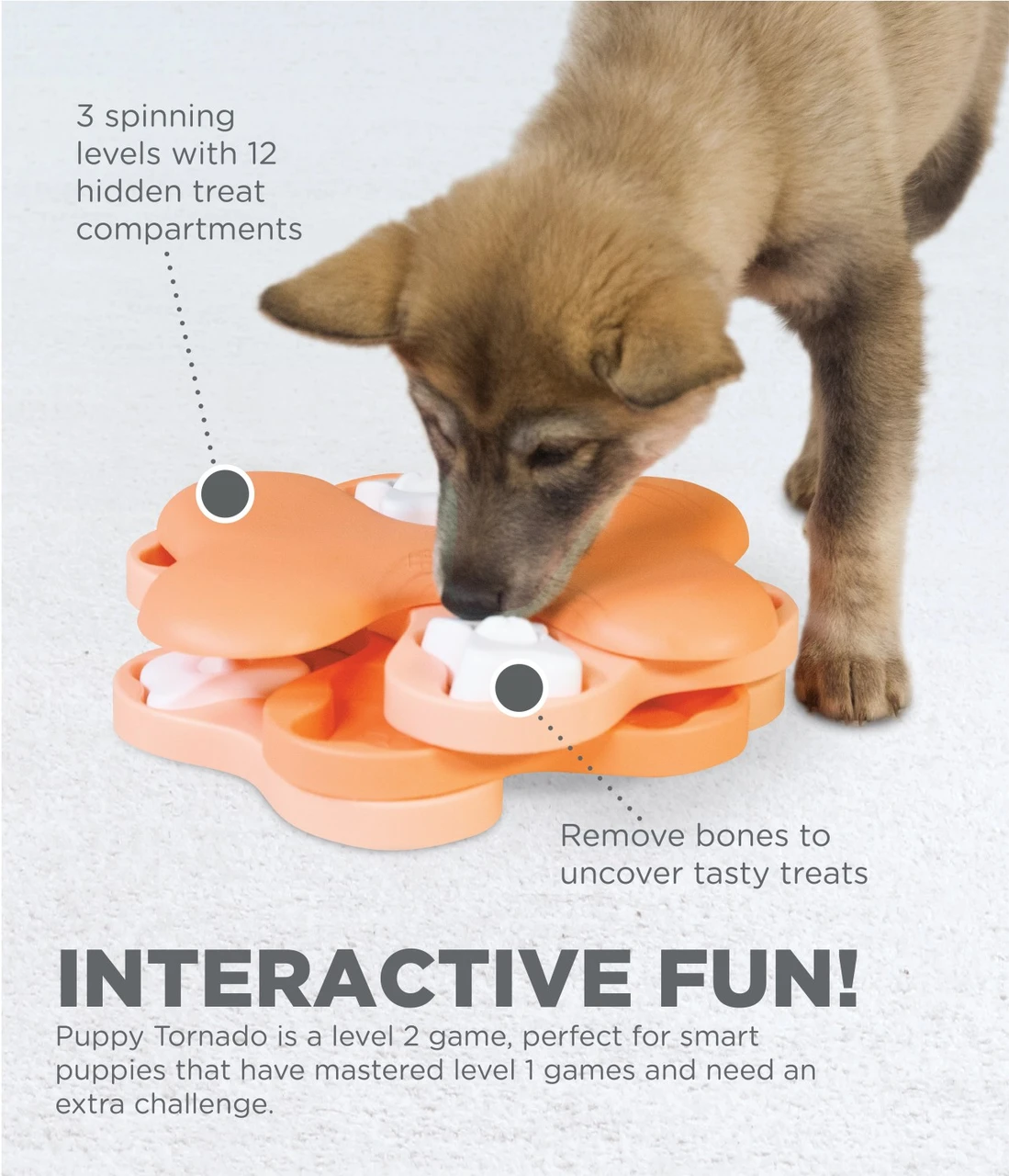 Puppy Tornado Interactive Treat Puzzle Dog Toy, Pink - Image 2