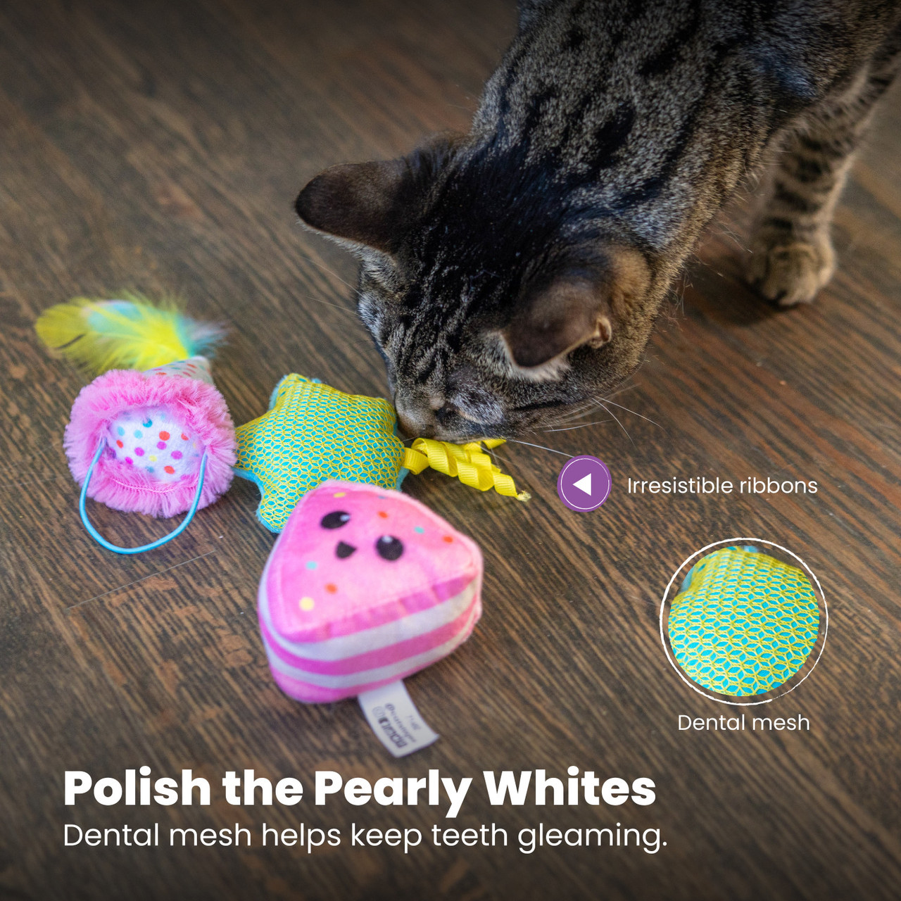 Happy Purrthday Birthday Themed Plush Catnip Blend Cat Toys, 3Pk, Multicolored - Image 3