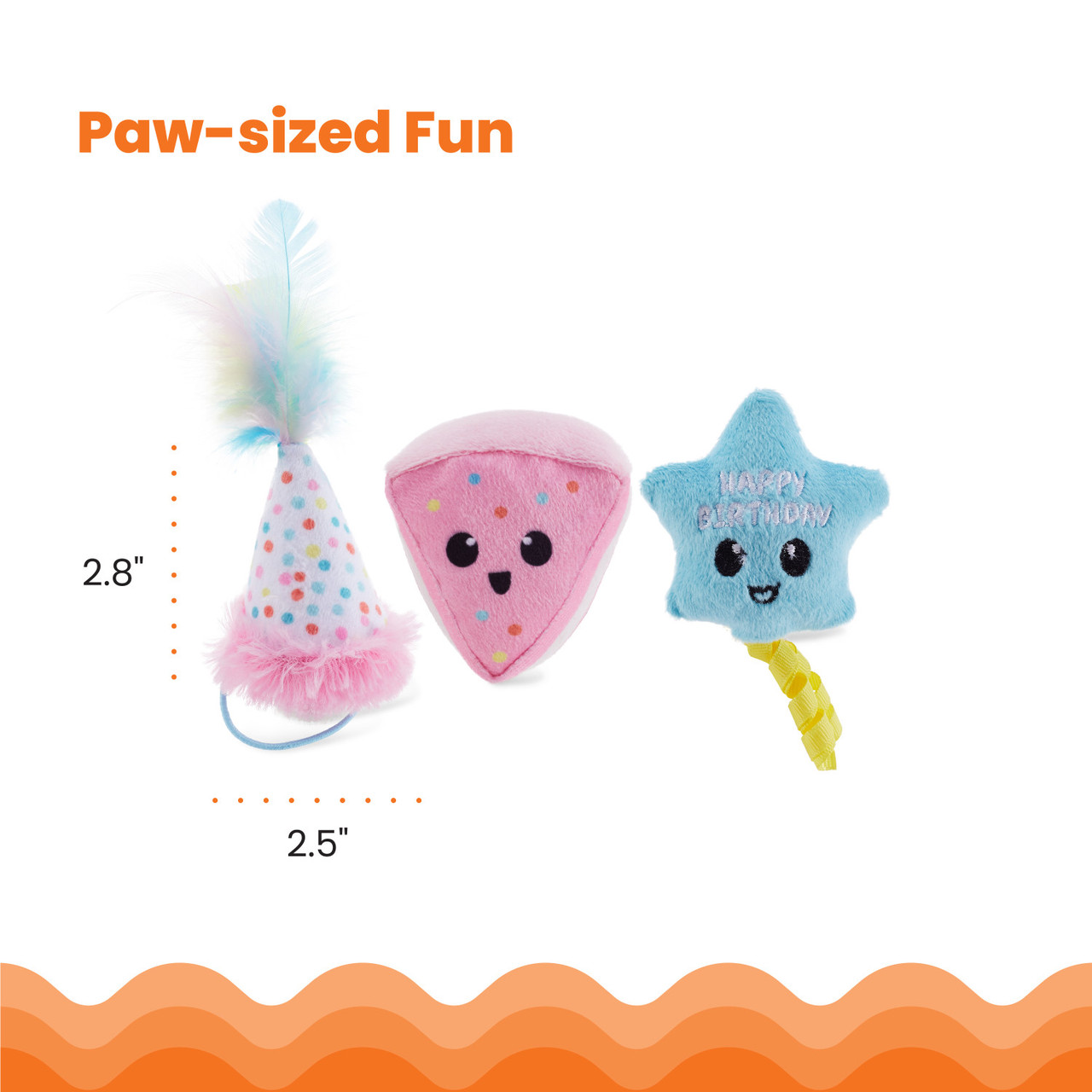 Happy Purrthday Birthday Themed Plush Catnip Blend Cat Toys, 3Pk, Multicolored - Image 2