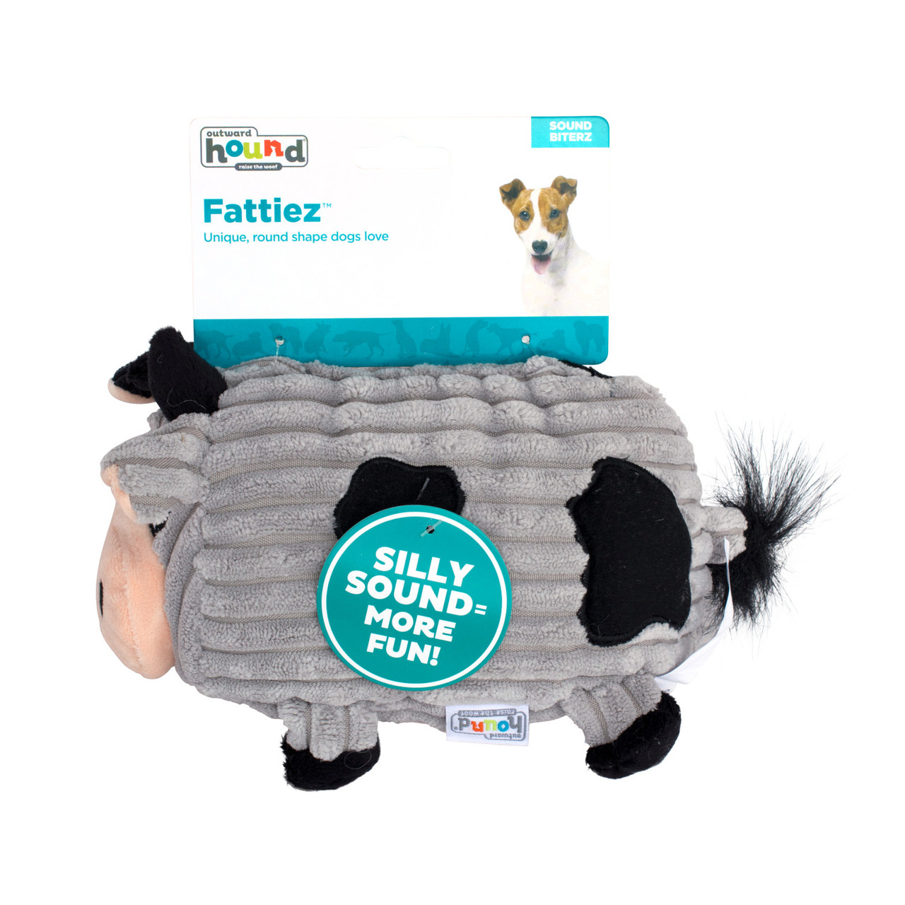 Fattiez Cow Plush Dog Toy, Grey, Medium - Image 5
