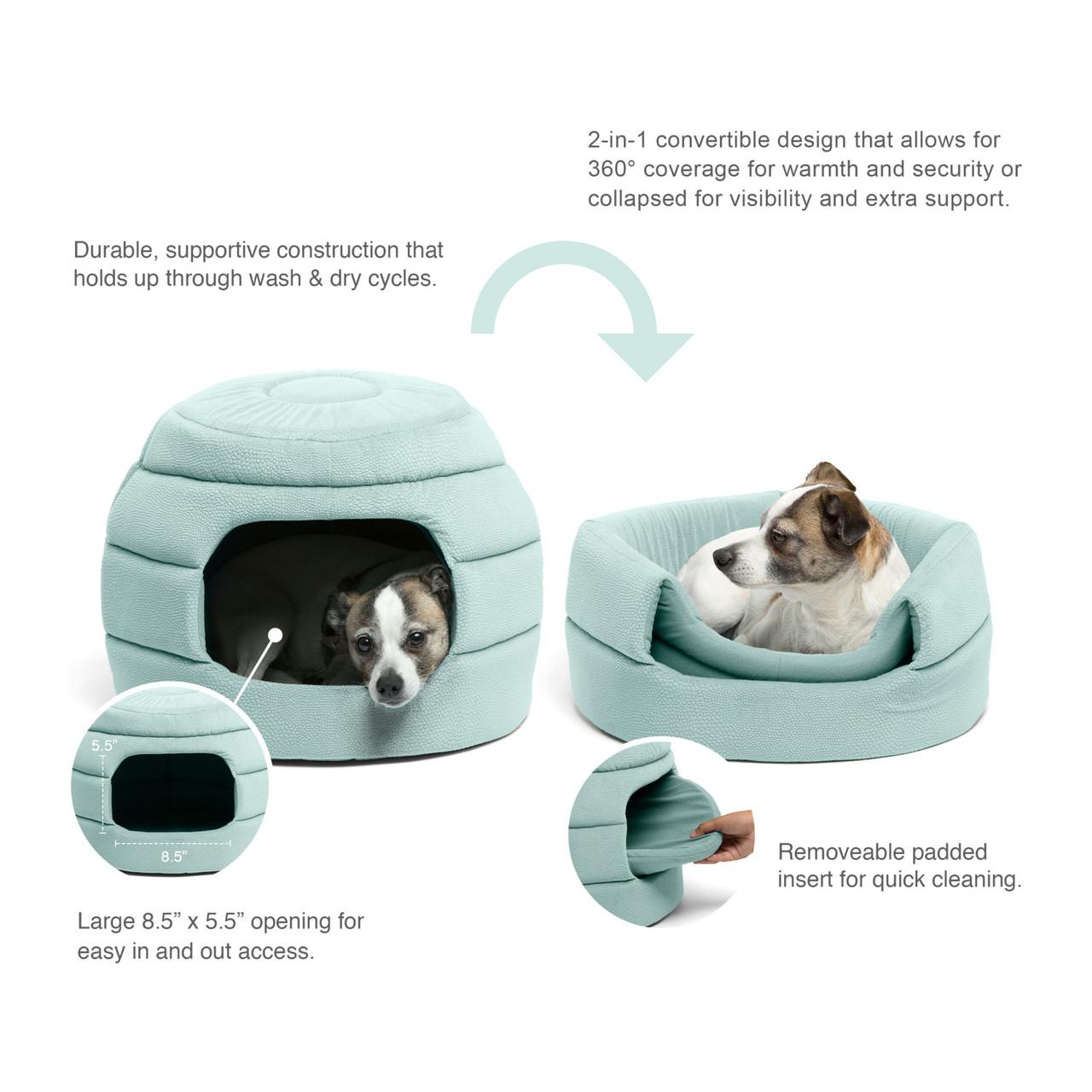2-in-1 Honeycomb Ilan Hut Cuddler Cat and Dog Bed, Regular - Image 12
