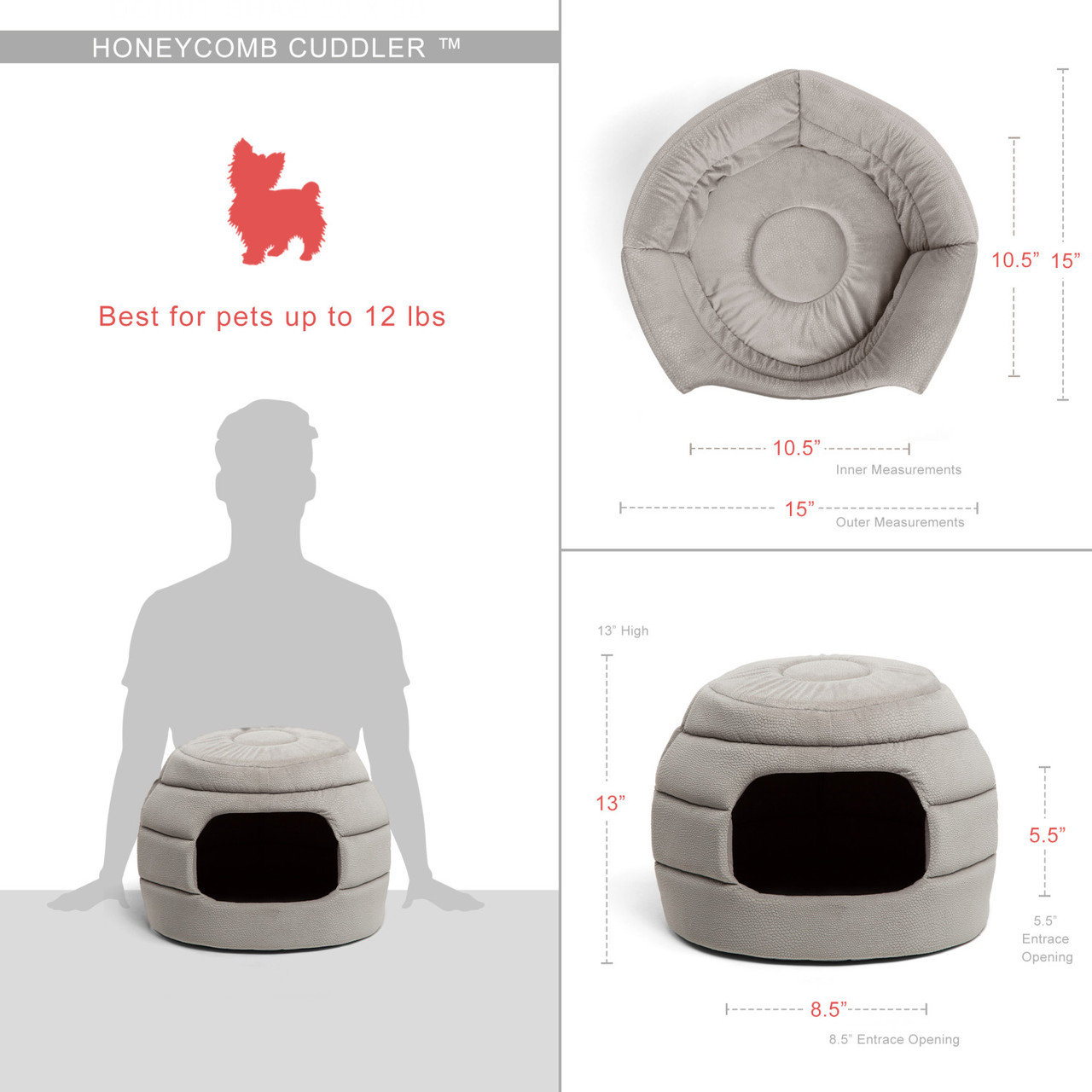 2-in-1 Honeycomb Ilan Hut Cuddler Cat and Dog Bed, Regular - Image 4
