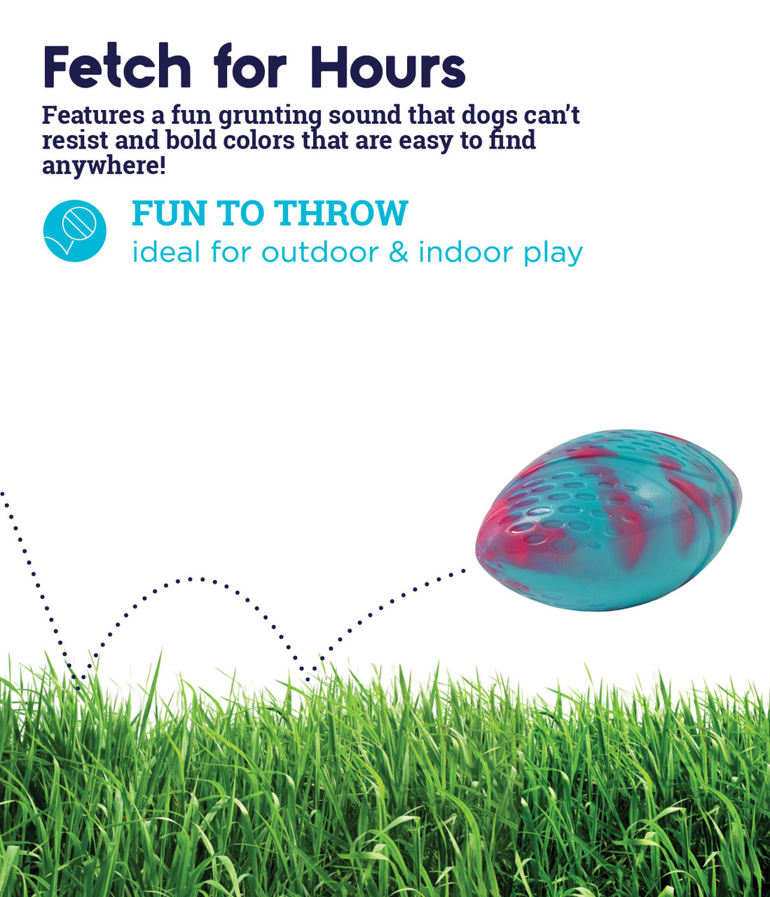 Grunt N' Punt Football Dog Toy, Multi - Image 3
