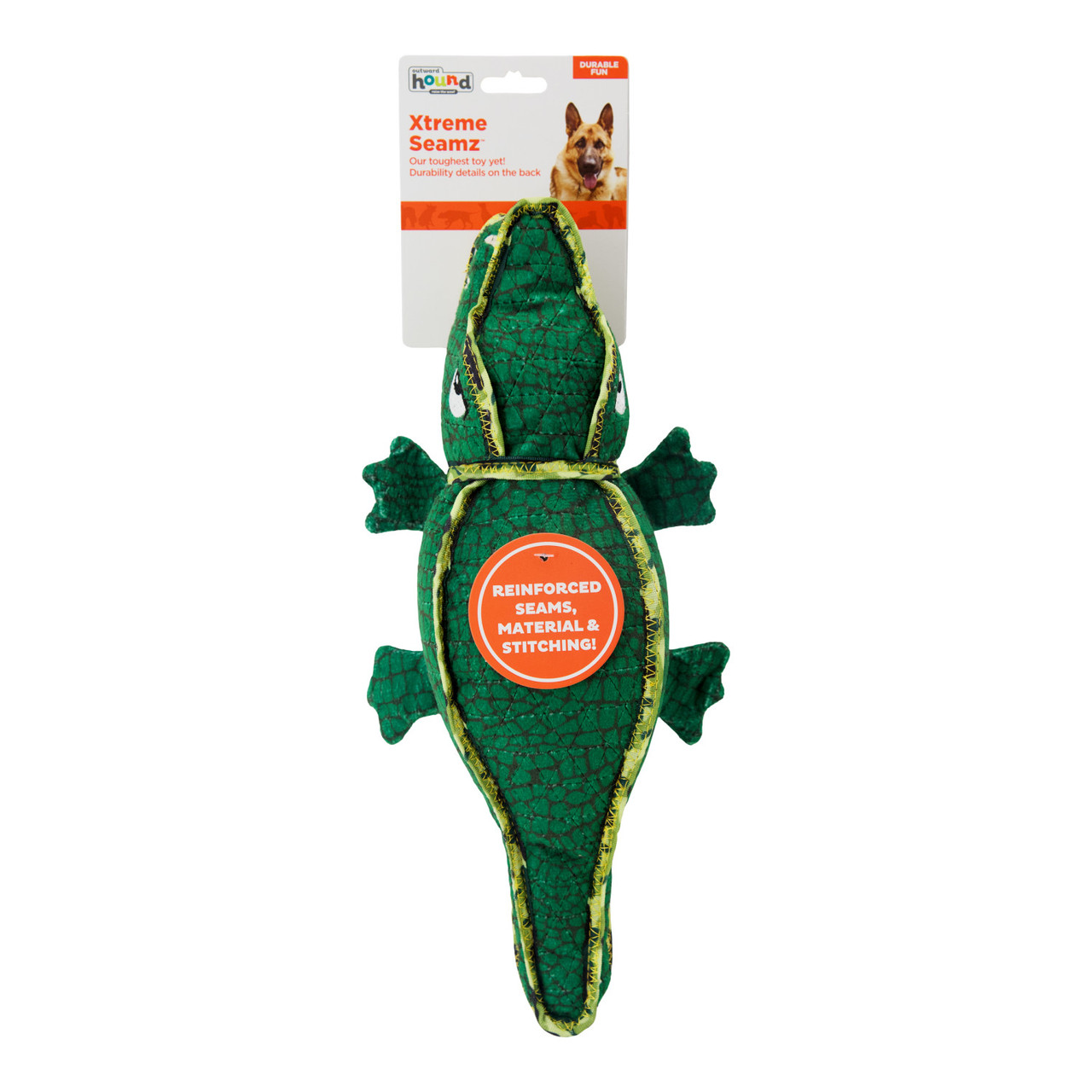 Xtreme Seamz Alligator Dog Toy, Green, Medium - Image 7