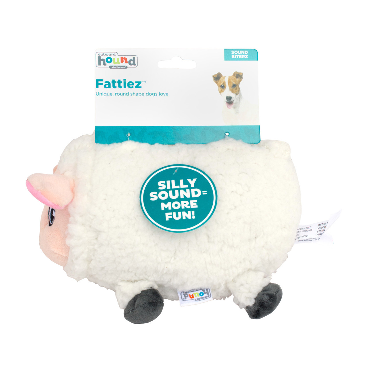 Fattiez Sheep Plush Dog Toy, White, Medium - Image 6