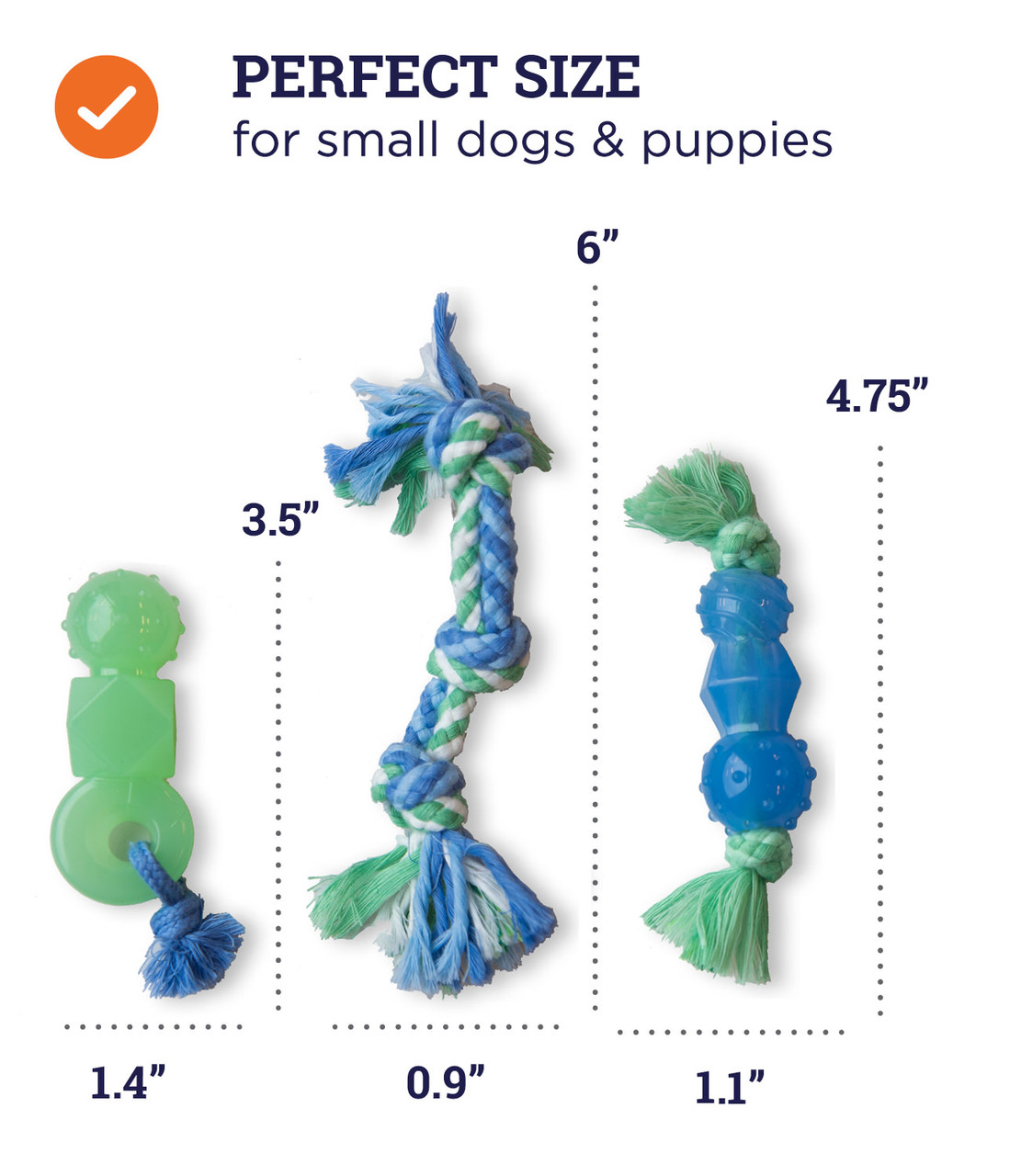 Mini Dentachew Dog Chew Toy - 3 Pack, Multi - Image 4
