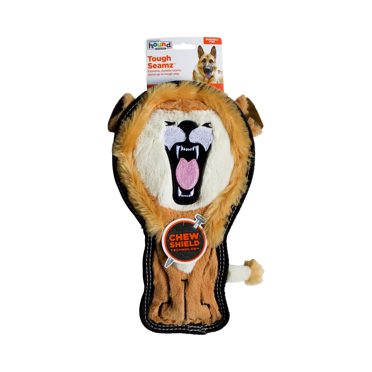 Tough Seamz Lion Plush Dog Toy, Tan, Medium - Image 3