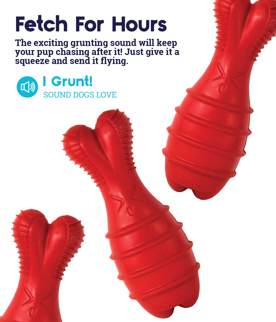 Grunt Fetch Stick Bunny Dog Toy, Red - Image 4
