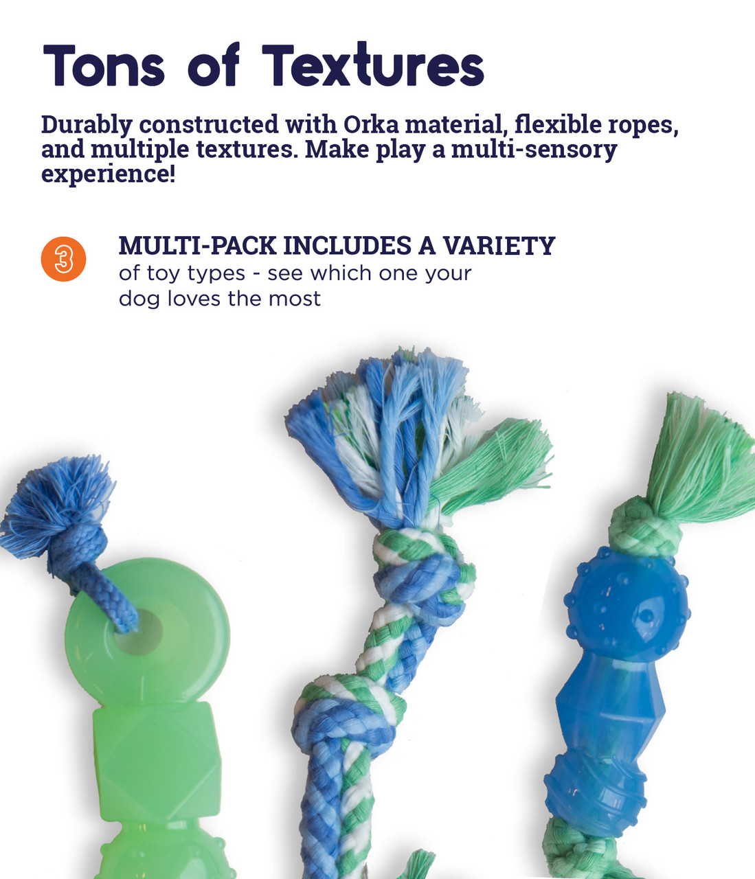 Mini Dentachew Dog Chew Toy - 3 Pack, Multi - Image 3