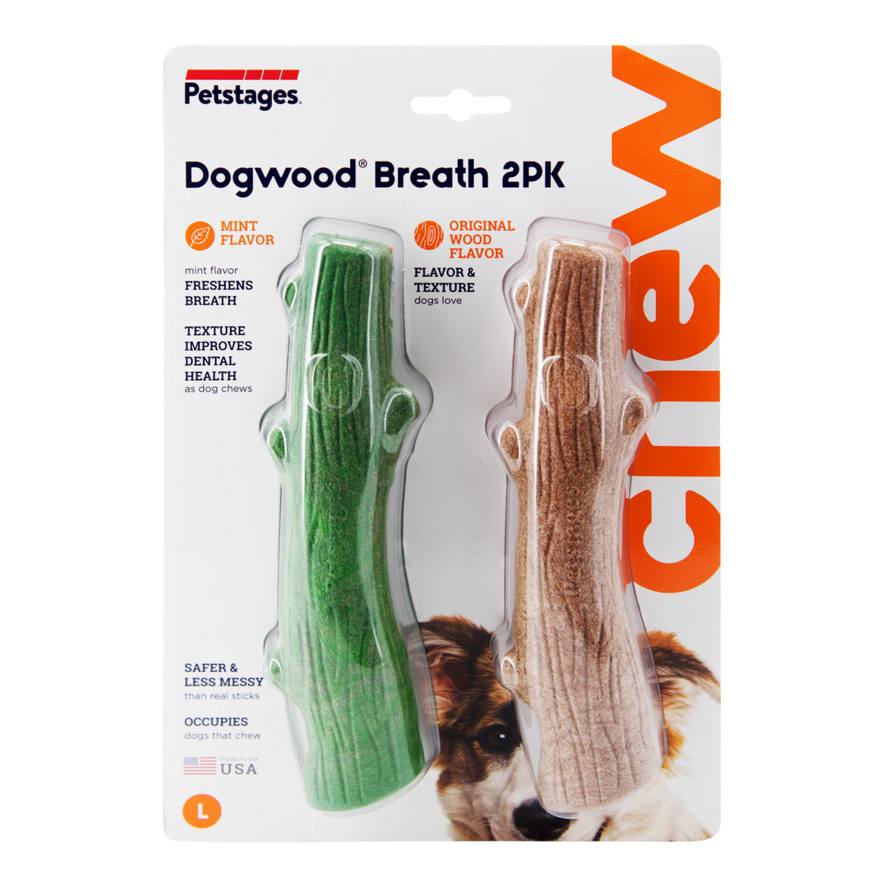 Dogwood Wood Alternative Dog Chew Toy, Original & Fresh Breath 2-pack, Multi, Large - Image 8