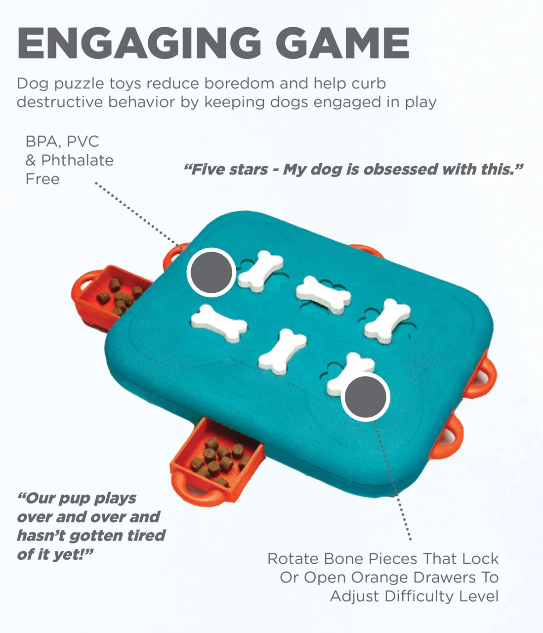 Dog Casino Interactive Treat Puzzle Dog Toy, Turquoise - Image 2