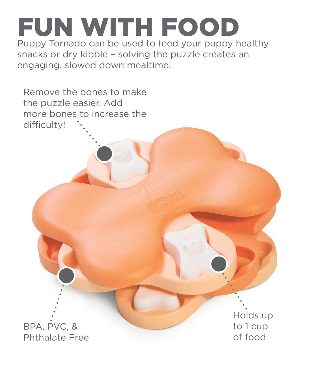Puppy Tornado Interactive Treat Puzzle Dog Toy, Pink - Image 3
