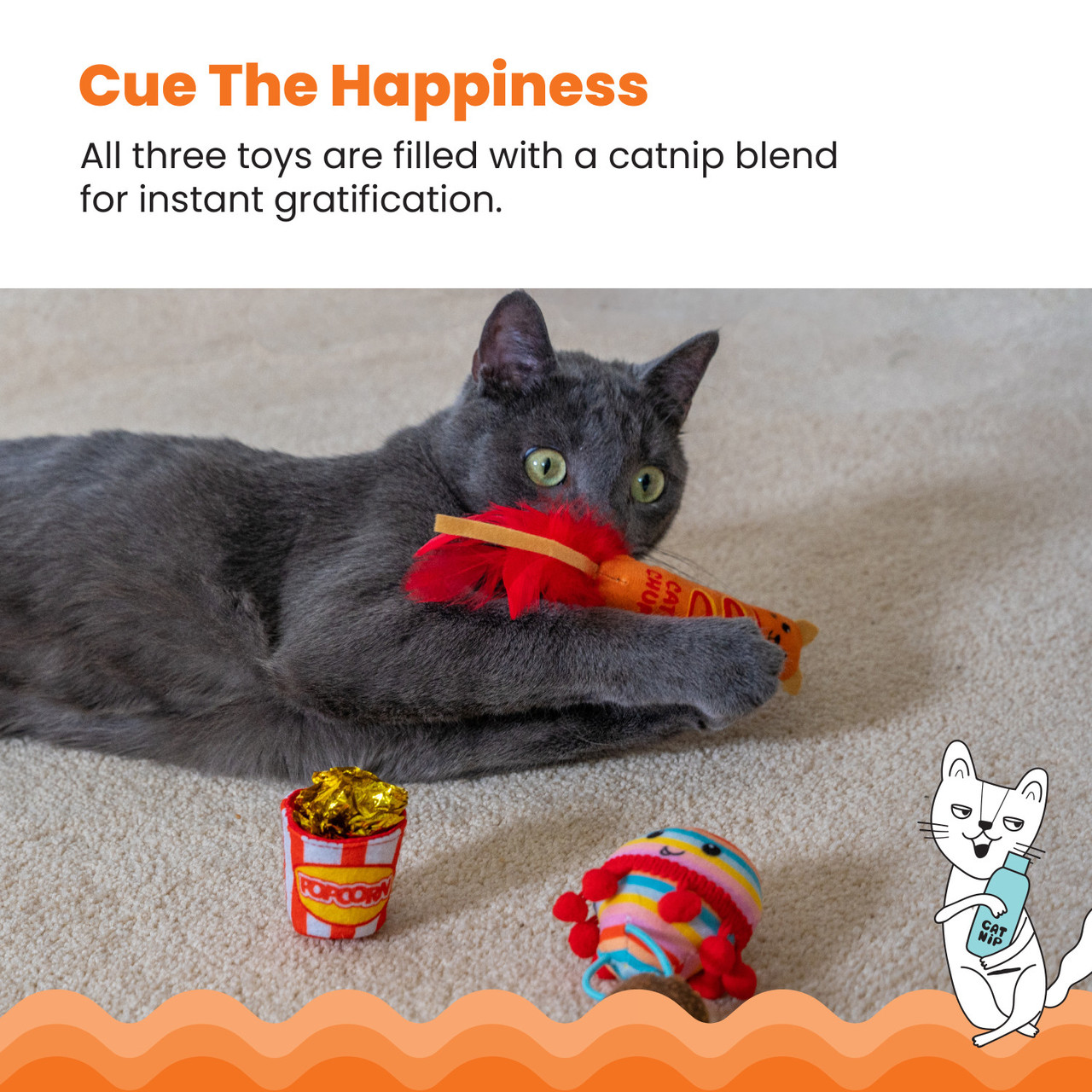 Pawrty Catnip Cat Toys - 3 Pack, Multi - Image 4