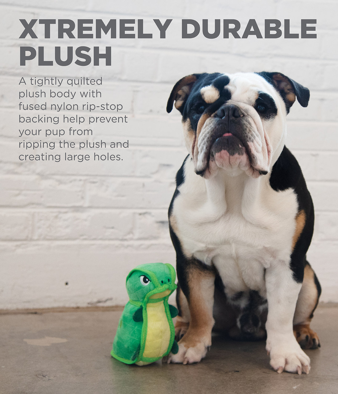 Xtreme Seamz Dino Plush Dog Toy, Green, Medium - Image 4