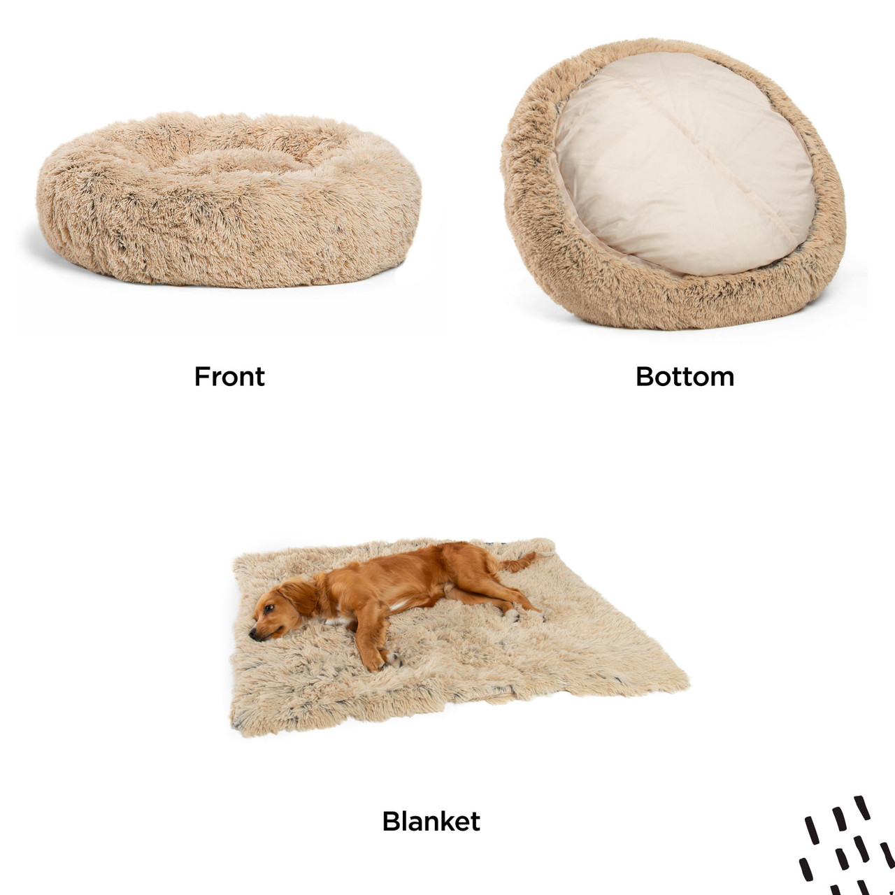 2 Piece Bundle: Donut Shag Bed, Throw Blanket Cat & Dog Bundle Set, 30x30 - Image 3