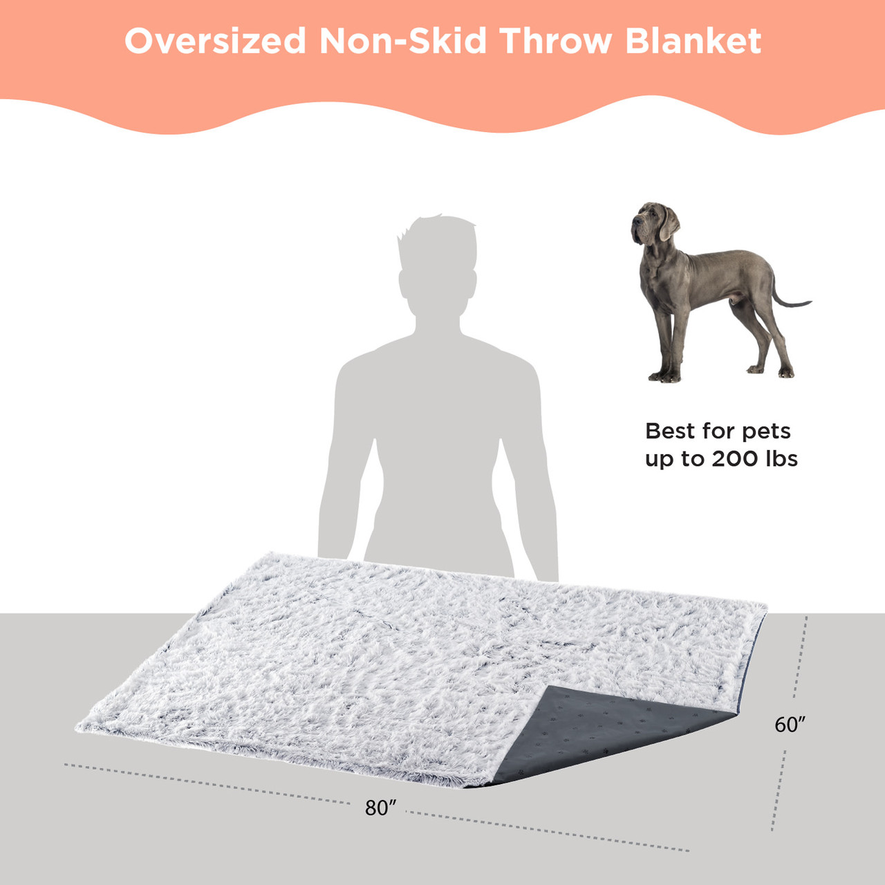 Calming Shag Oversized Dog Blanket for Large Dogs, Frost, 60X80 - Image 3