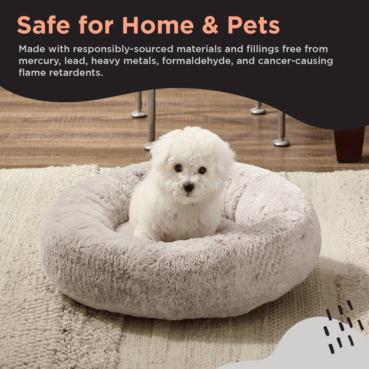 SnuggleSoft Faux Fur Small Pet Bed, Brown, 18X18 - Image 6