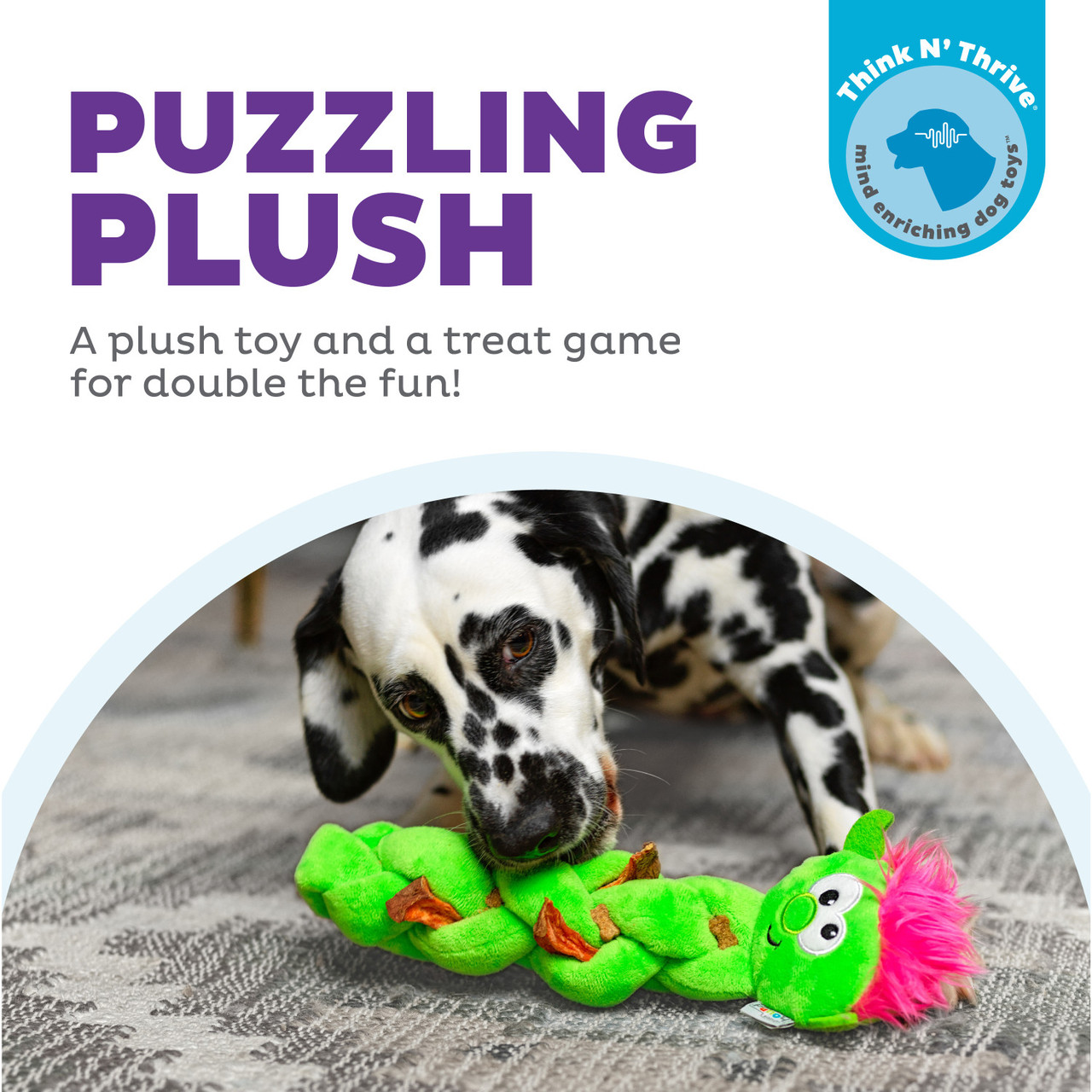 Twistiez Interactive Plush Dog Puzzle, Green, Small - Image 2