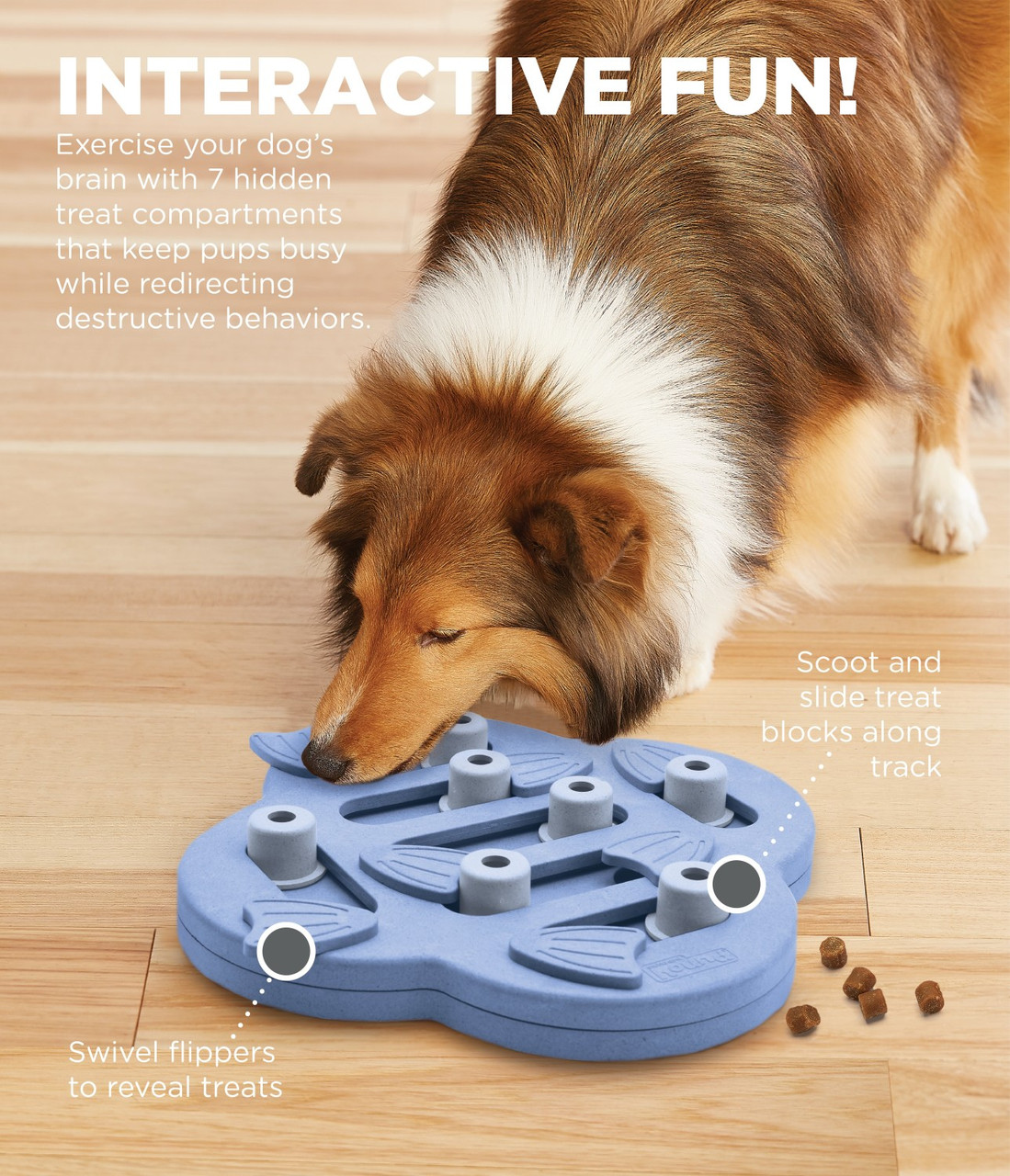 Dog Hide N' Slide Interactive Treat Puzzle Dog Toy, Purple - Image 2