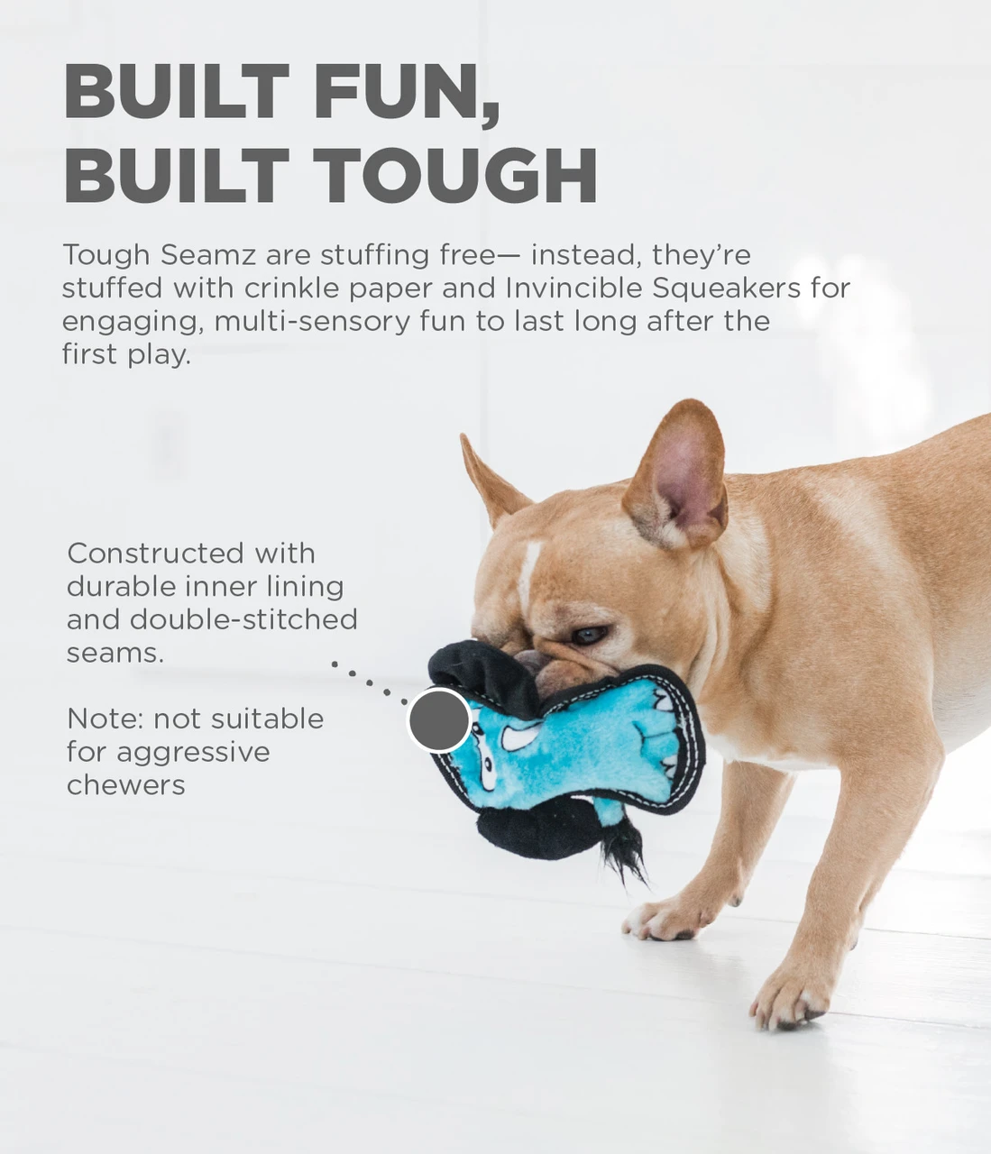 Tough Seamz Plush Dog Toy, Elephant - Image 3