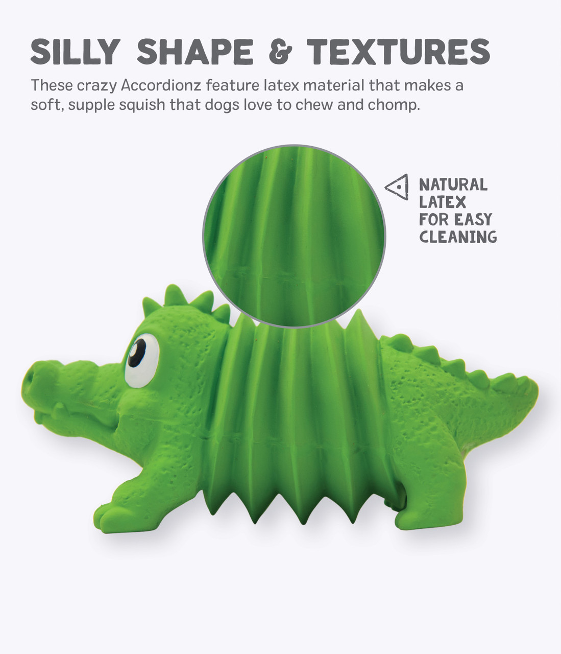 Accordionz Alligator Latex Rubber Dog Toy - Image 2