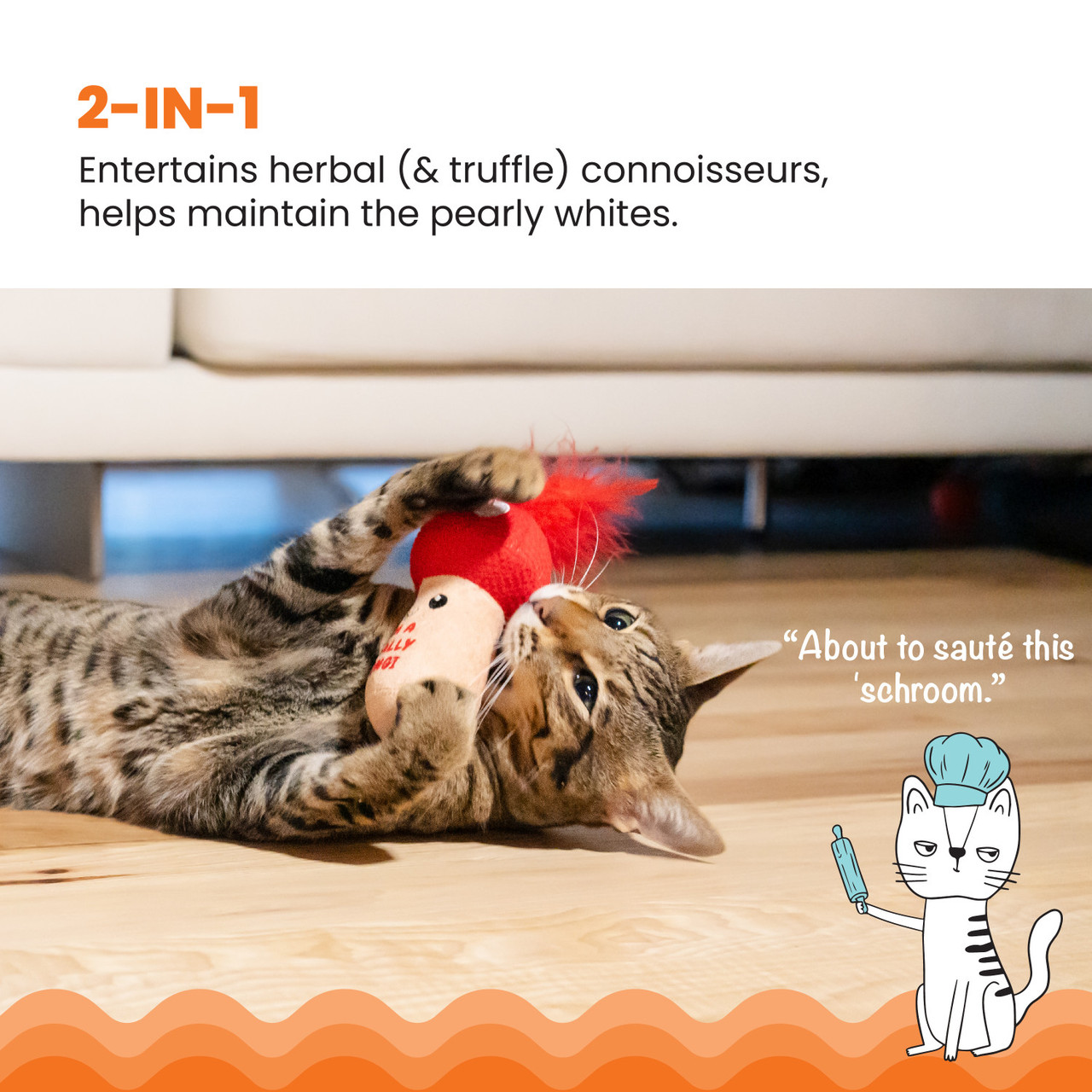 A Really Fungi Mushroom Kicker Catnip Toy and Dental Toy for Cats - Image 2