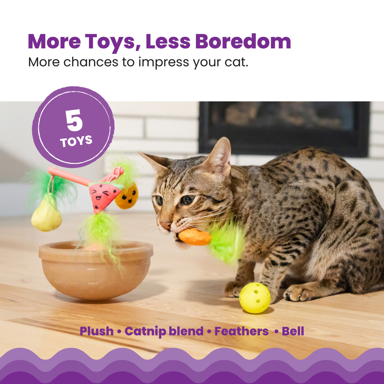 Hunt N' Wobble Fruit Bowl Wobbling Cat Toy - Image 4