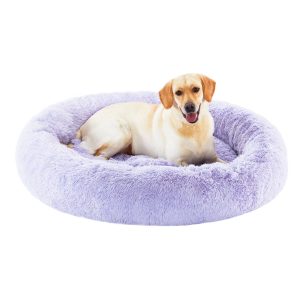 The Original Calming Shag Donut Dog Bed, Lavender, 45X45