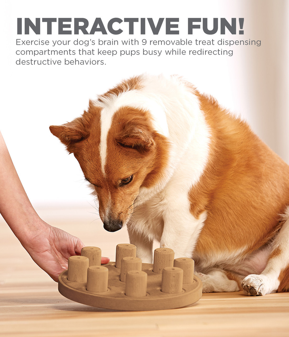 Dog Smart Composite Interactive Treat Puzzle Dog Toy, Tan - Image 2