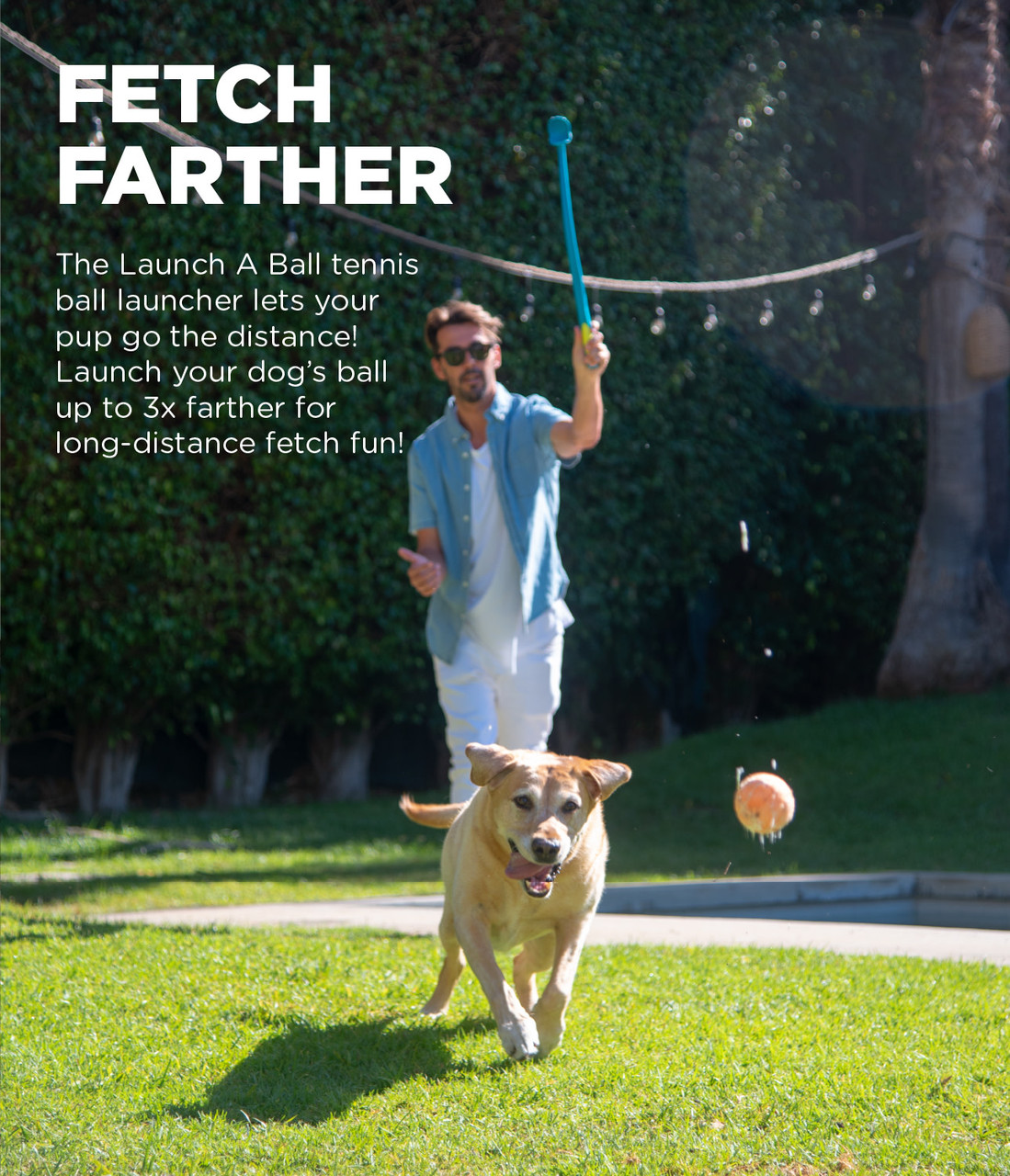 Launch A Ball Squeak Dog Ball Launcher, Turquoise - Image 2