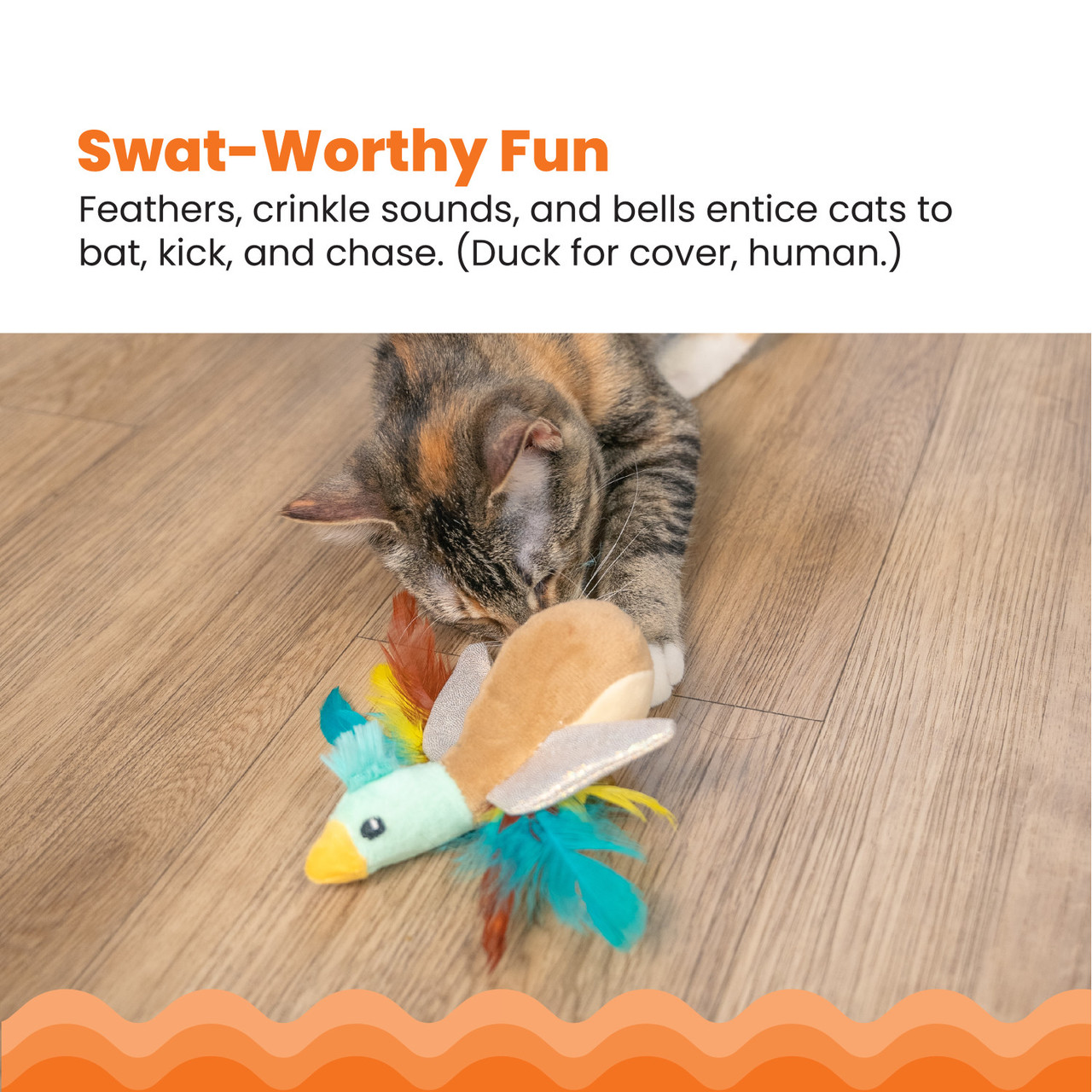 Flapperz Duck Plush Catnip Cat Toy, Multi - Image 2