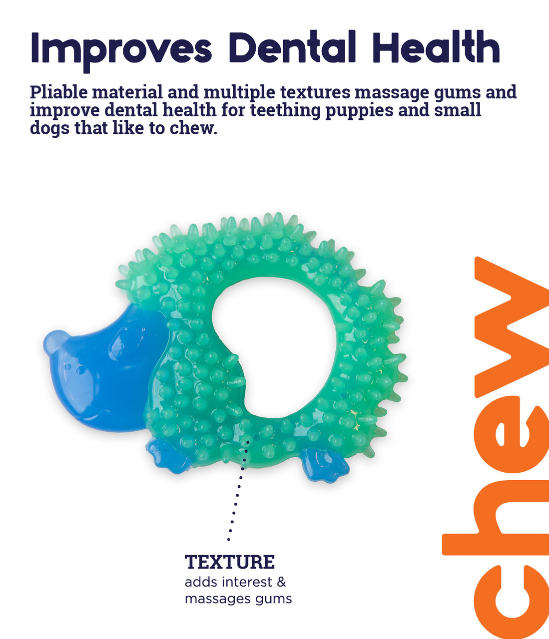 Cutie Chewies Hedgehog Dog Chew Toy, Blue - Image 2