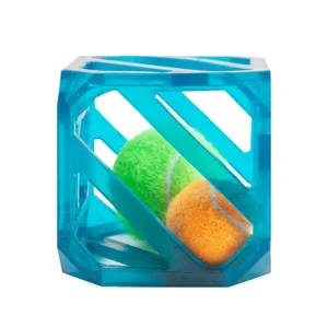 Puzzle Cube Interactive Squeaky Dog Toy, Blue