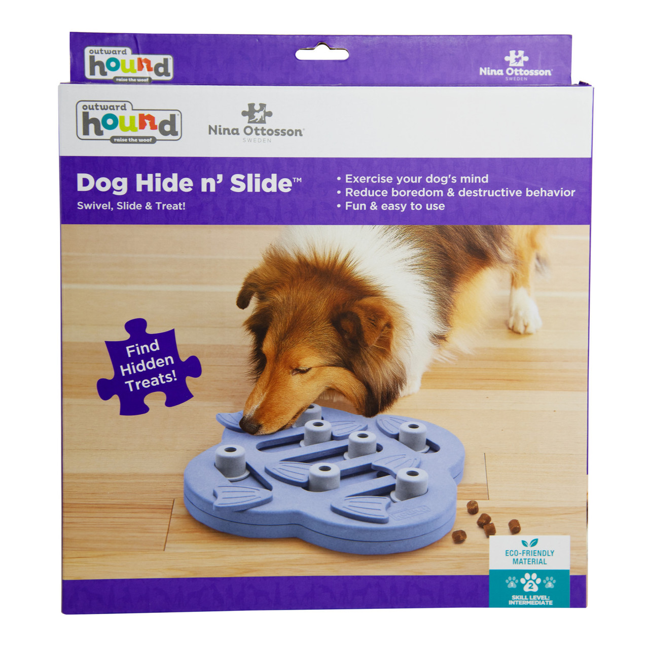 Dog Hide N' Slide Interactive Treat Puzzle Dog Toy, Purple - Image 7