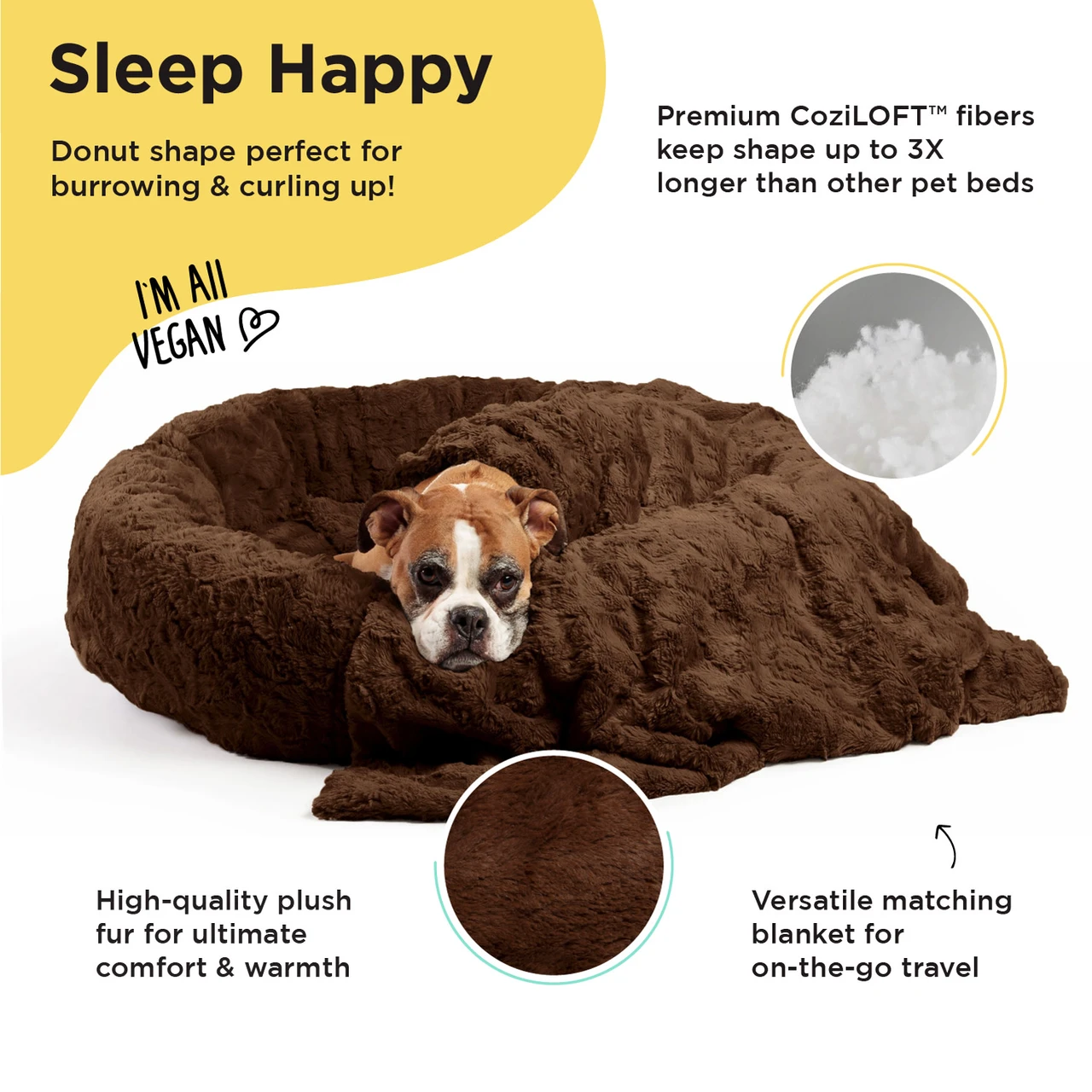 2 Piece Bundle: Donut Lux Bed, Throw Blanket Cat & Dog Bundle Set, 36x36 - Image 14