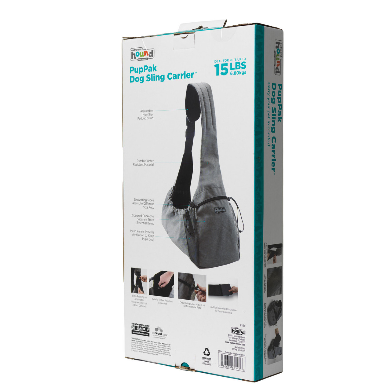 PupPak Dog Sling Carrier, Grey - Image 7