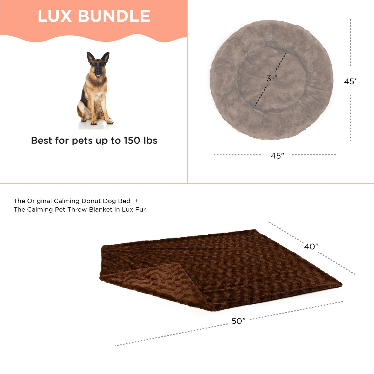 2 Piece Bundle: Donut Lux Bed, Throw Blanket Cat & Dog Bundle Set, 45x45 - Image 4