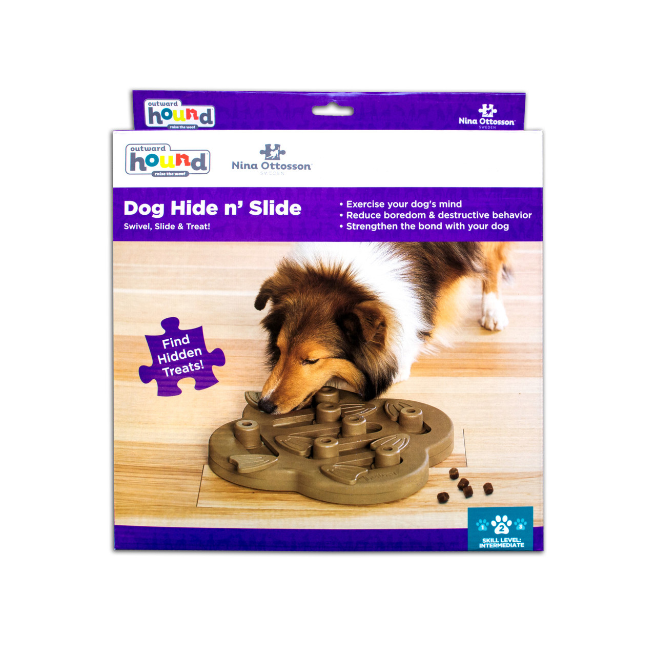 Dog Hide N' Slide Interactive Treat Puzzle Dog Toy, Tan - Image 7
