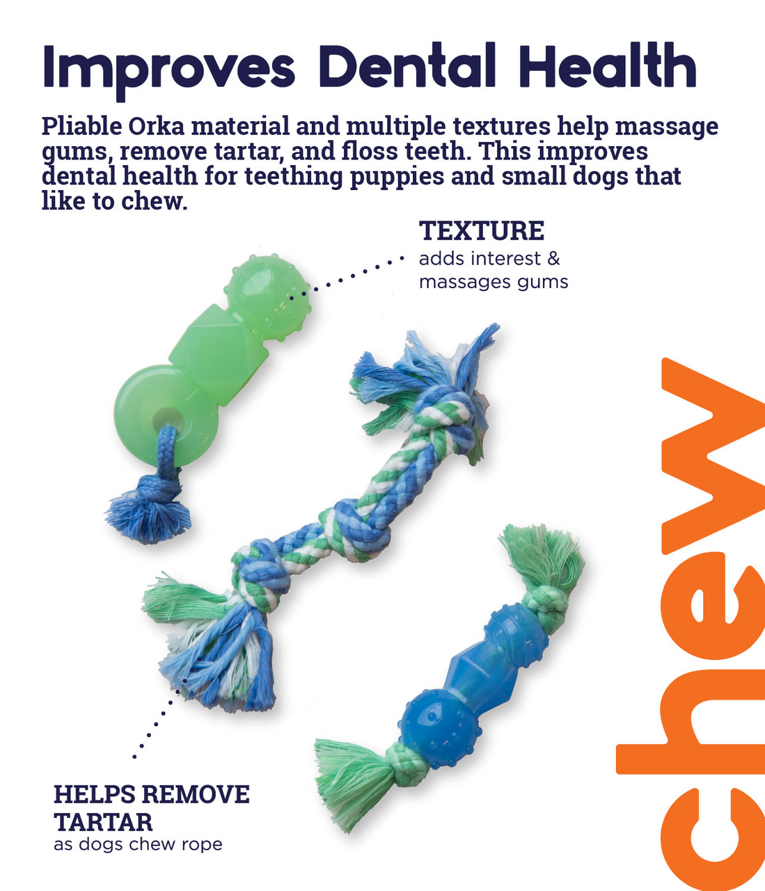 Mini Dentachew Dog Chew Toy - 3 Pack, Multi - Image 2