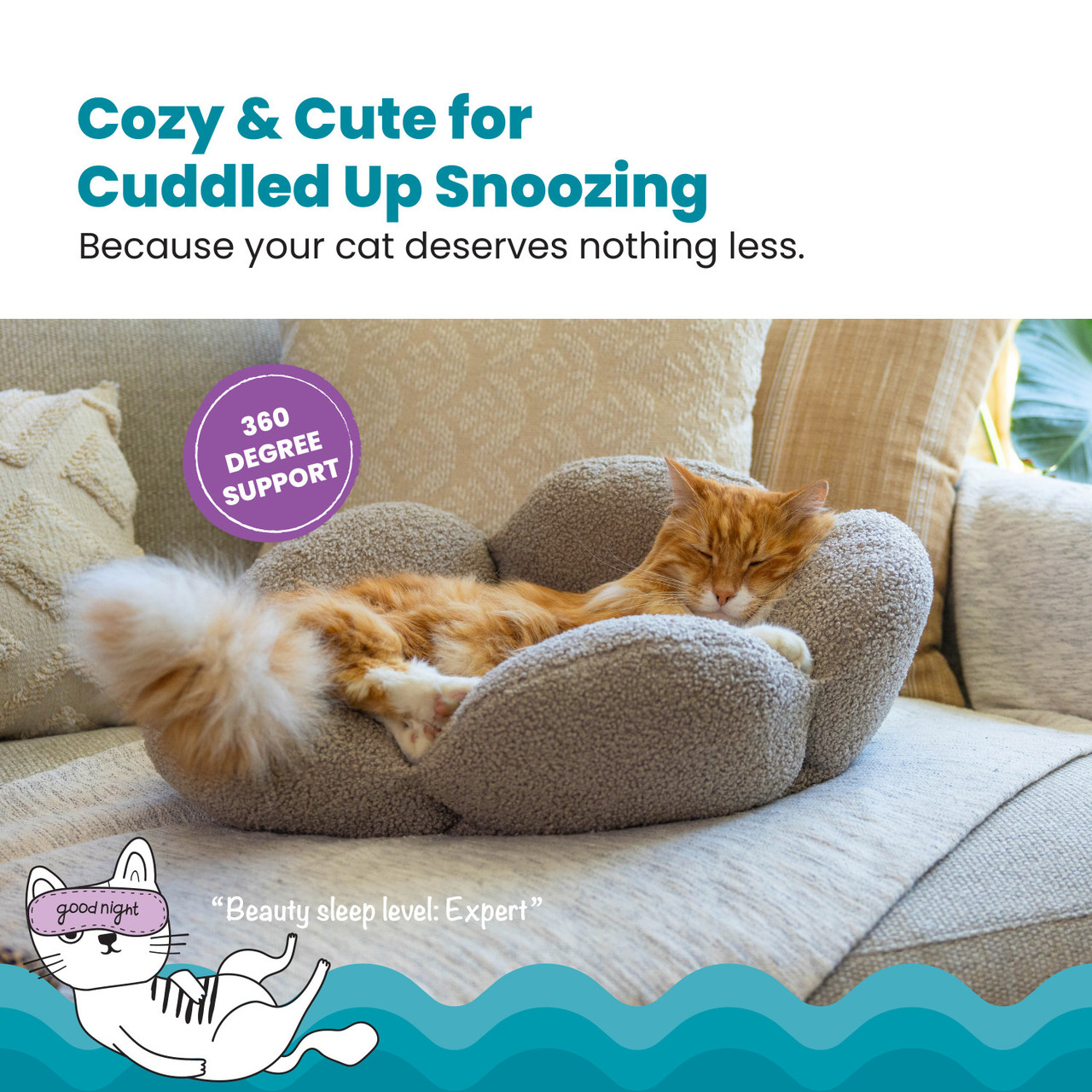 Purrfect Petals Cat Bed Tan - Image 4