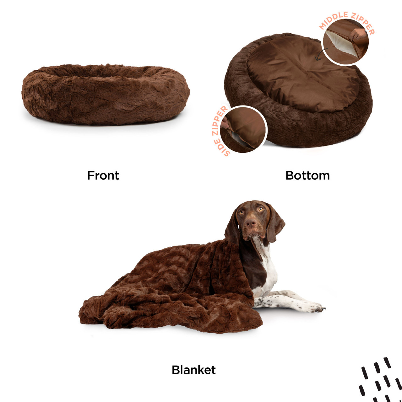 2 Piece Bundle: Donut Lux Bed, Throw Blanket Cat & Dog Bundle Set, 36x36 - Image 15