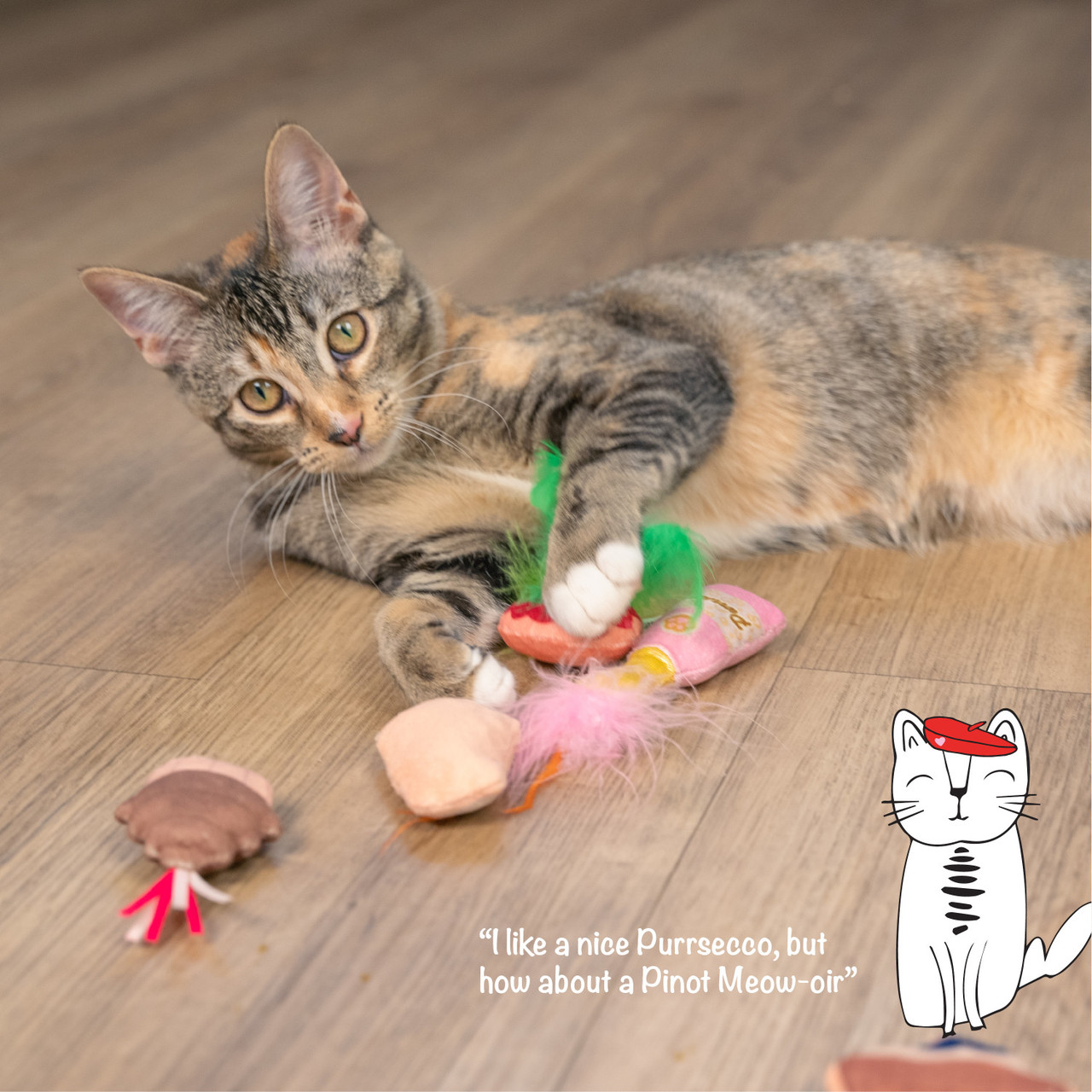 Purrsecco & Cupcakes Cat Toys - 6 Pack, Multi - Image 6