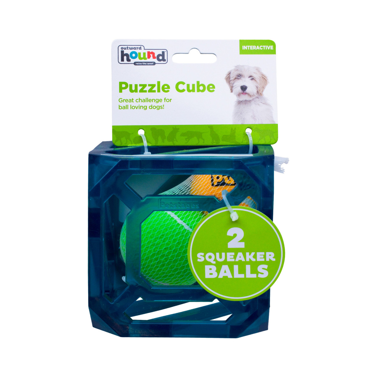 Puzzle Cube Interactive Squeaky Dog Toy, Blue - Image 7