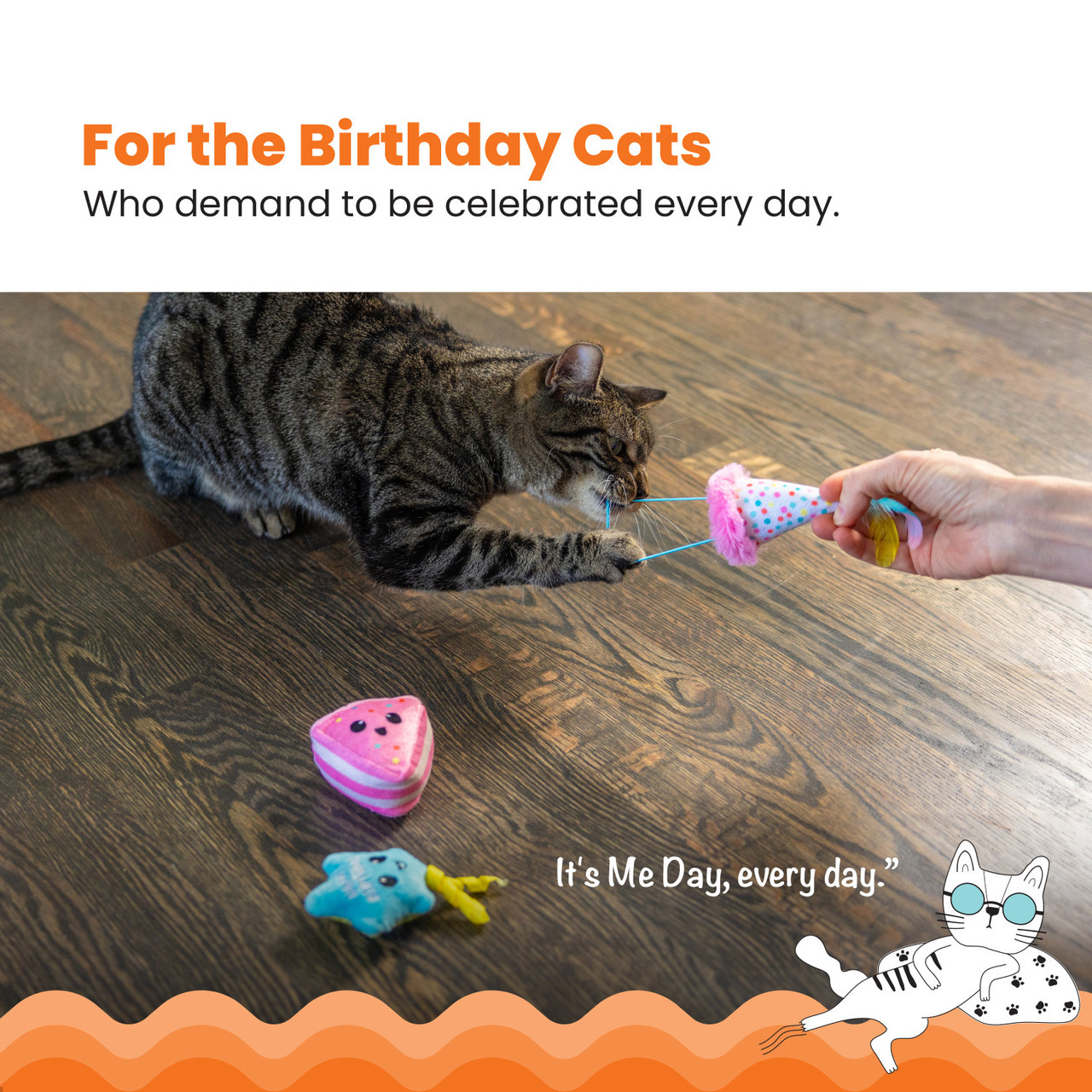 Happy Purrthday Birthday Themed Plush Catnip Blend Cat Toys, 3Pk, Multicolored - Image 5