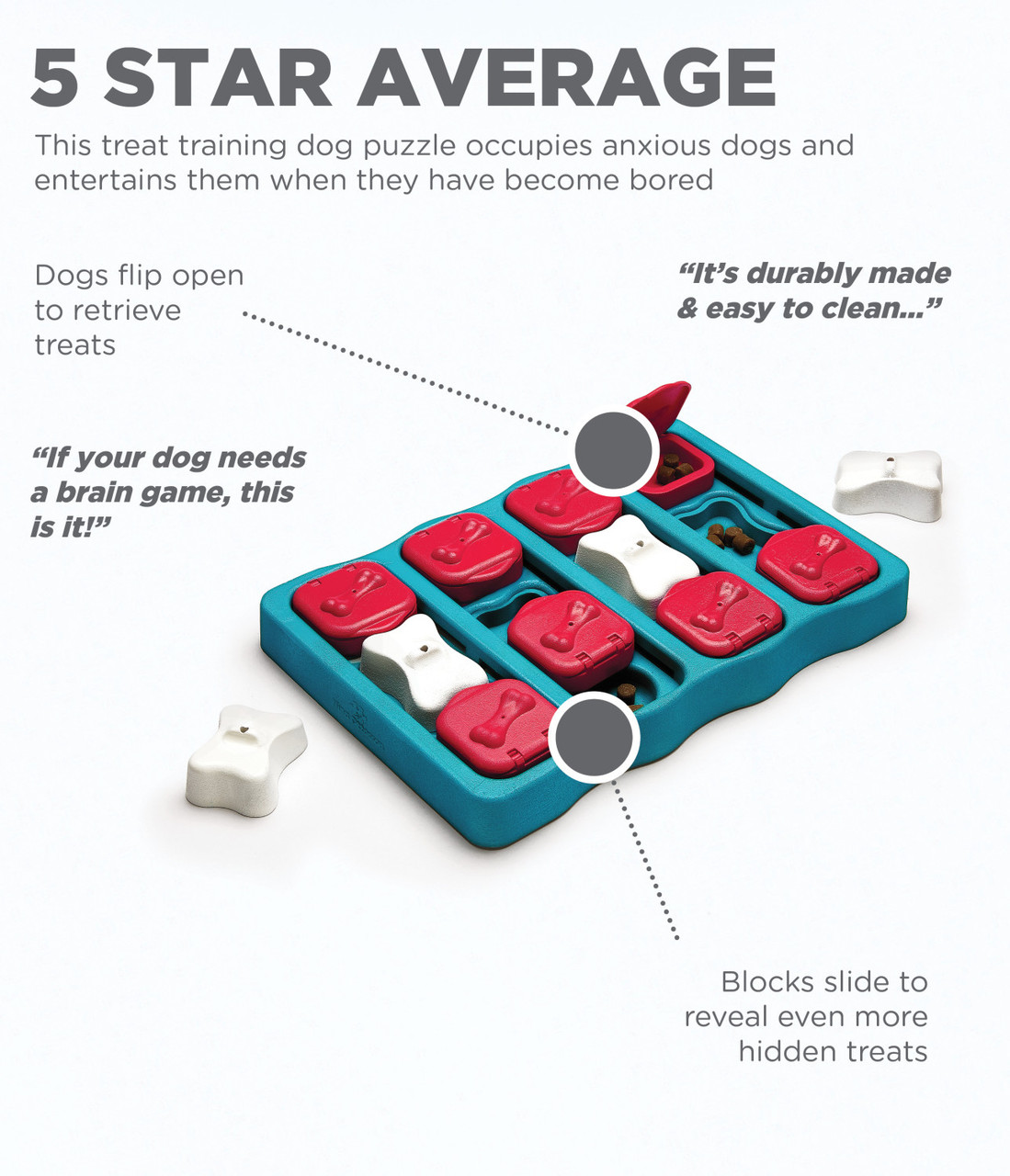 Dog Brick Interactive Treat Puzzle Dog Toy, Blue - Image 2