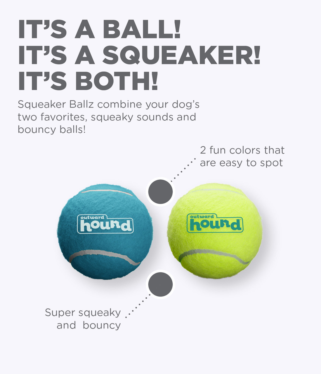 Squeaker Ballz Squeaky Tennis Balls, Large - Image 10