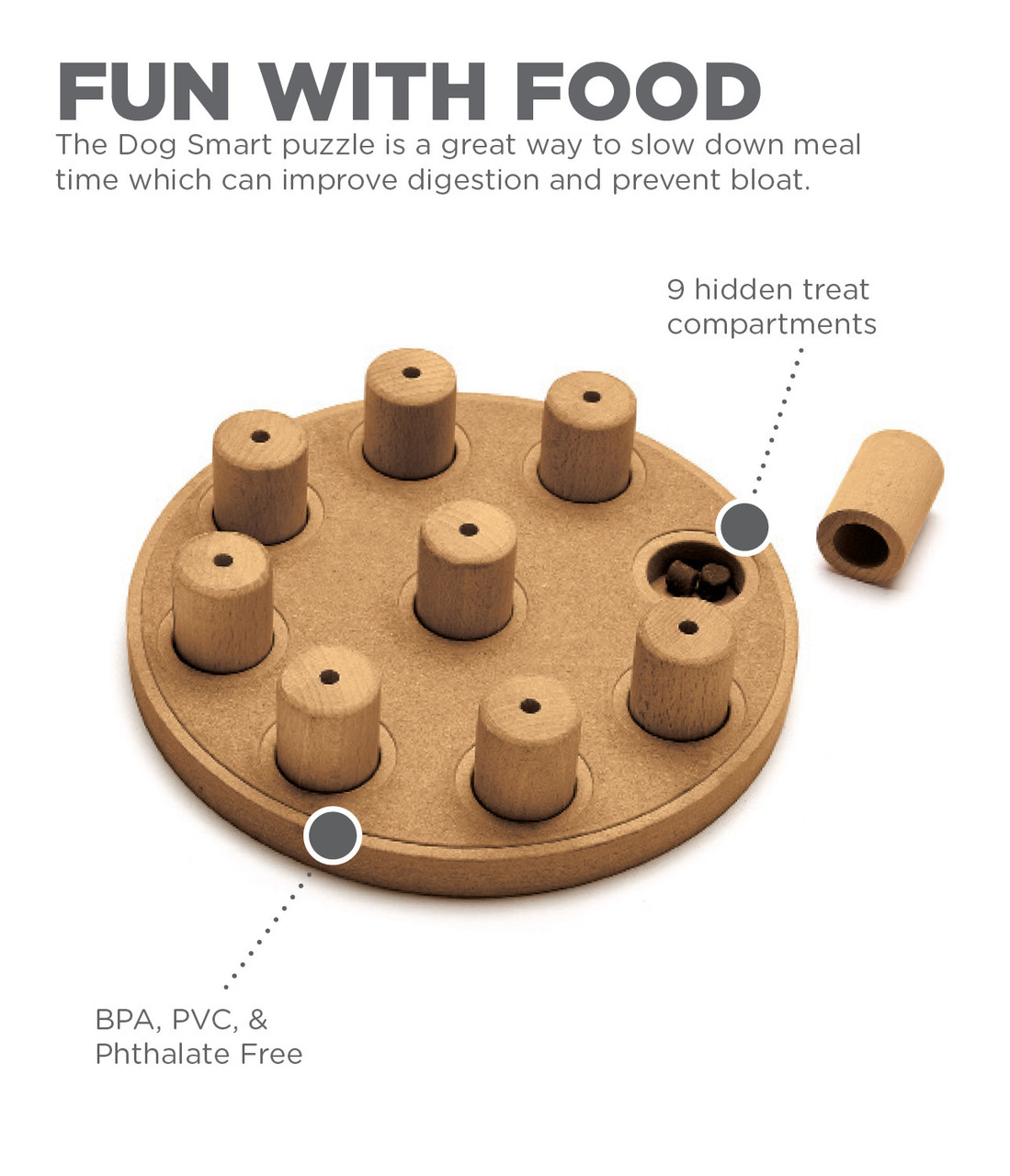 Dog Smart Composite Interactive Treat Puzzle Dog Toy, Tan - Image 3